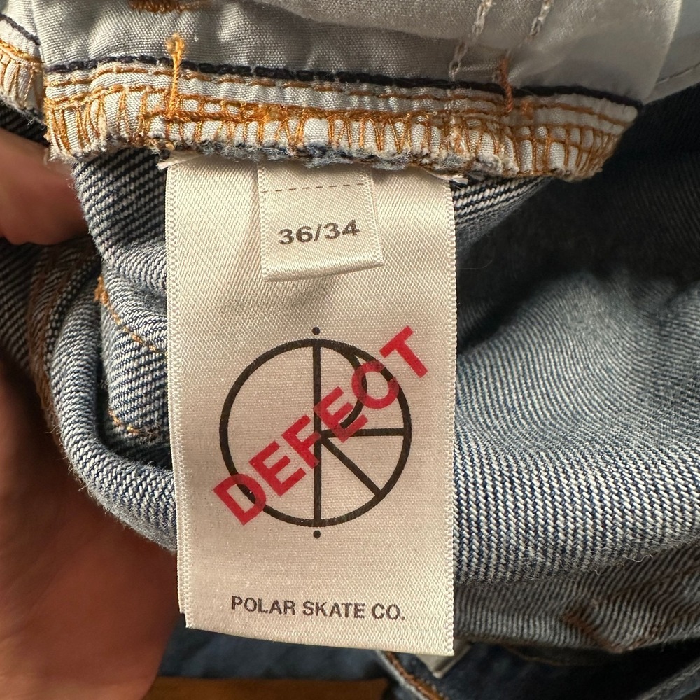 Polar Skate Co Jeans Mens 36x34 Baggy Leg Relaxed Fit Blue Distressed Skater - Picture 13 of 16